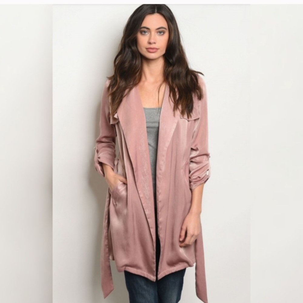 Belted silky kimono jacket